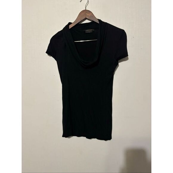 BCBG Maxazria Women's Size Small Black Scoop Neck Short Sleeve Blouse Top - Picture 2 of 5